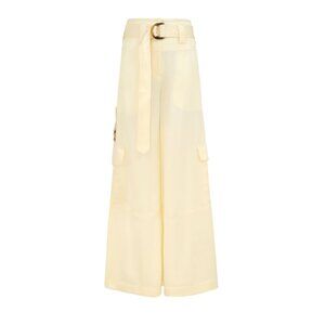 NWT Zimmermann Dawning Wide Leg Cargo Pants Womens 2 Medium Lemon Yellow Trouser